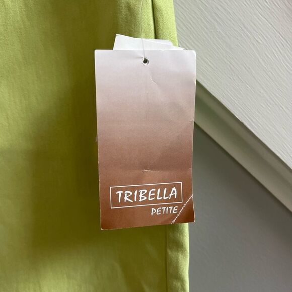 Tribella Sport Lime Green Stretch Capri Button Cuff Pants sz 12P NWT - Picture 3 of 5